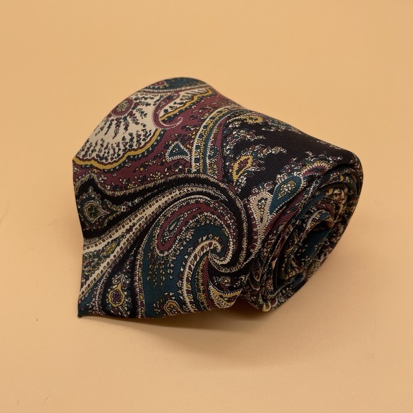 Colorful Preswick &‎ Moore Slim Paisley 100% Silk Men's Tie Necktie - Picture 1 of 4
